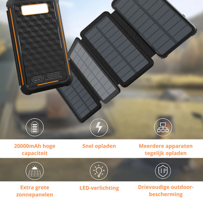 Solar Powerbank 20.000mAh – 4 Zonnepanelen
