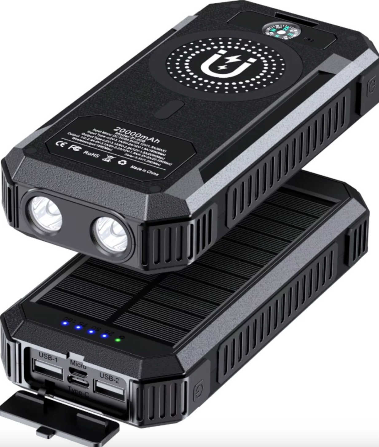 Solar Powerbank 20.000mAh – Draadloos & Zonne-energie