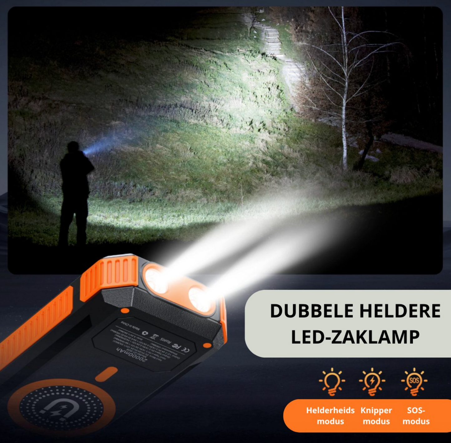 Solar Powerbank 20.000mAh – Draadloos & Zonne-energie