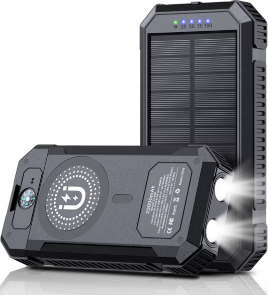 Solar Powerbank 20.000mAh – Draadloos & Zonne-energie